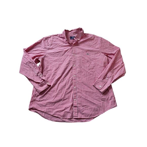 Vineyard Vines Mens XXL collared button up shirt,  long sleeve, Red/Pink & white - Picture 1 of 16